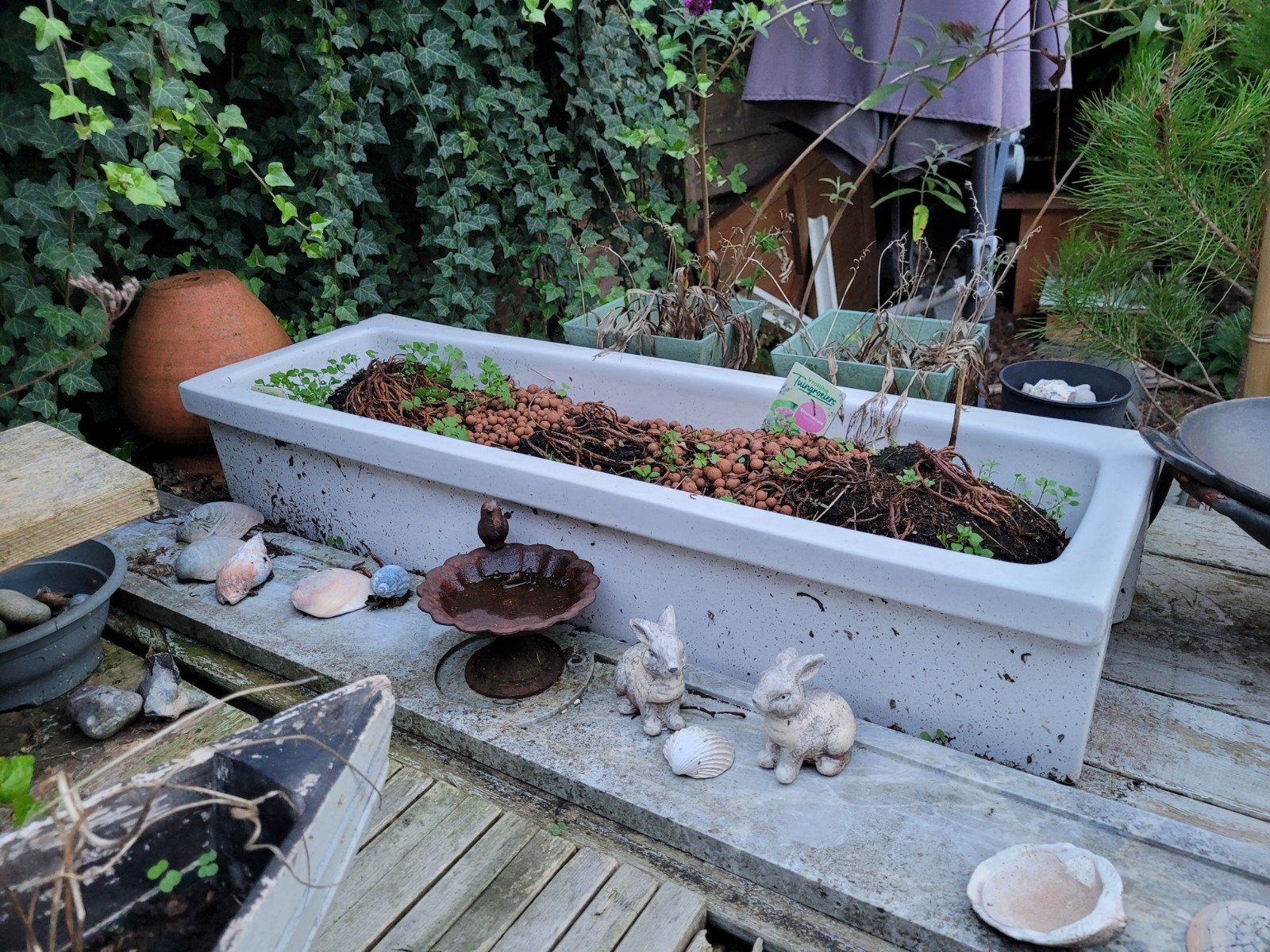 grote wasbak, Tuin en Terras, Ophalen, Rond, Hout