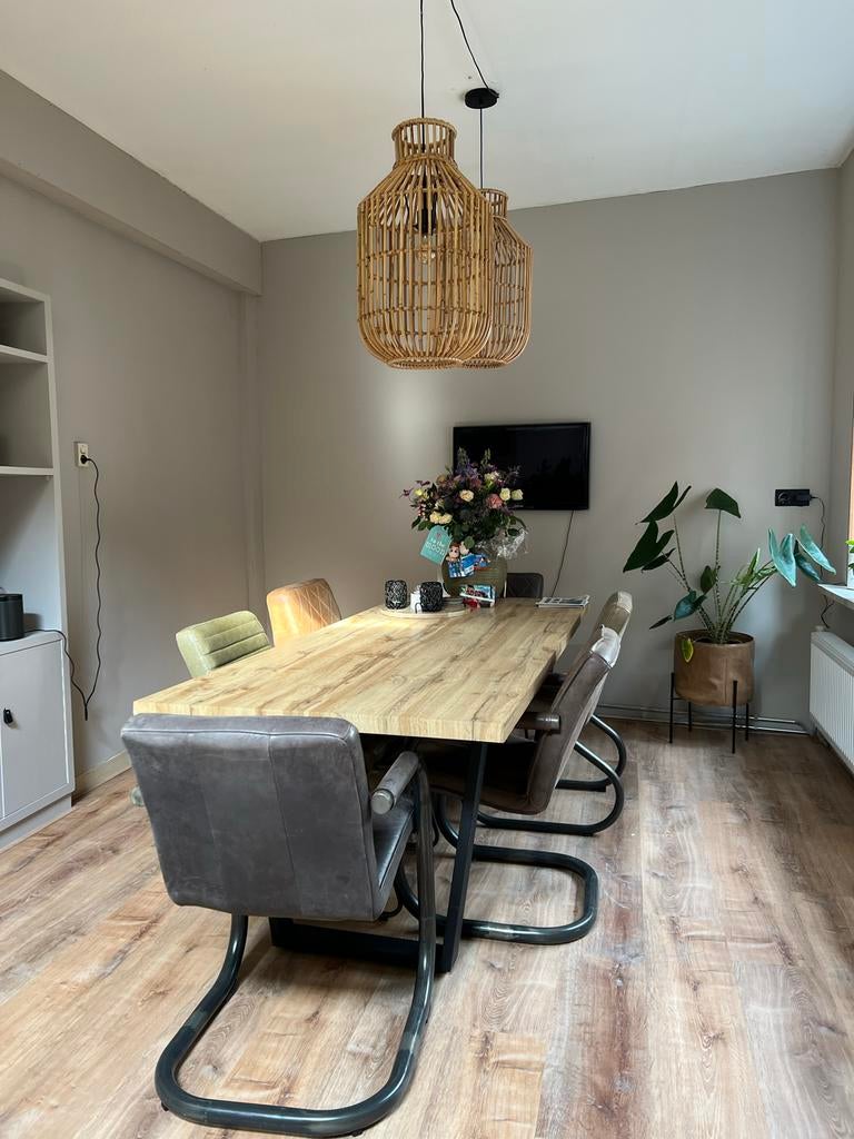 Twee rotan hanglampen Ibiza style, Ophalen, Zo goed als nieuw, Overige materialen, 50 tot 75 cm