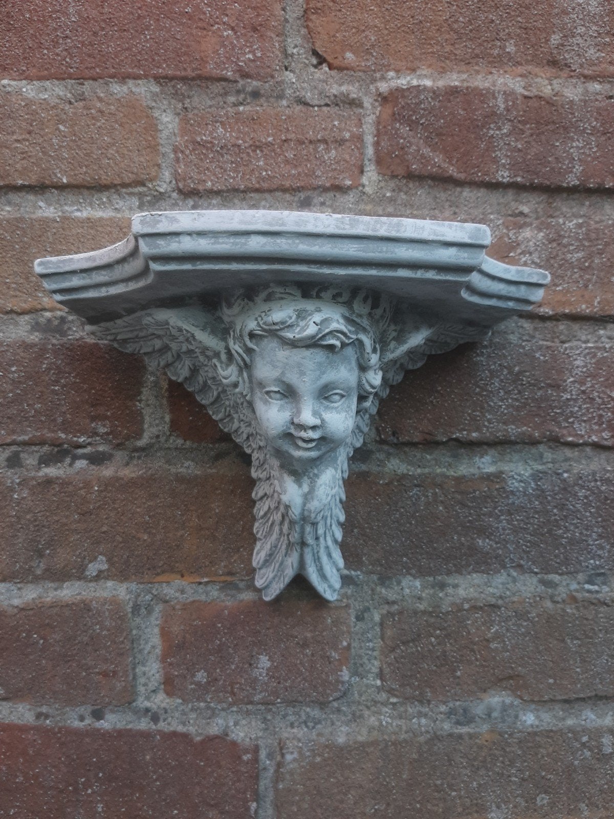 Wandconsole engel wanddecoratie betonnen beeld tuinbeeld, Ophalen of Verzenden