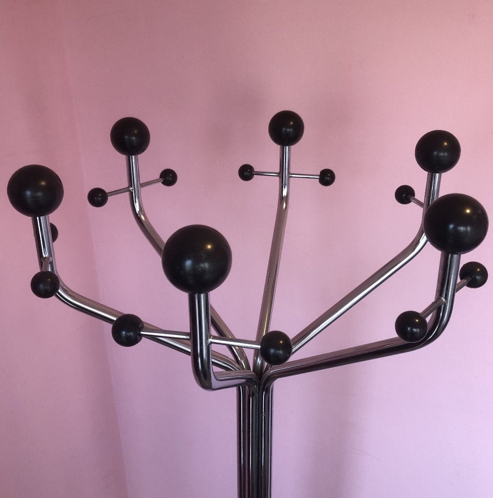 Staande kapstok met "Sputnik"' bollen, vintage design, Ophalen of Verzenden, Zo goed als nieuw, Metaal, Staande kapstok