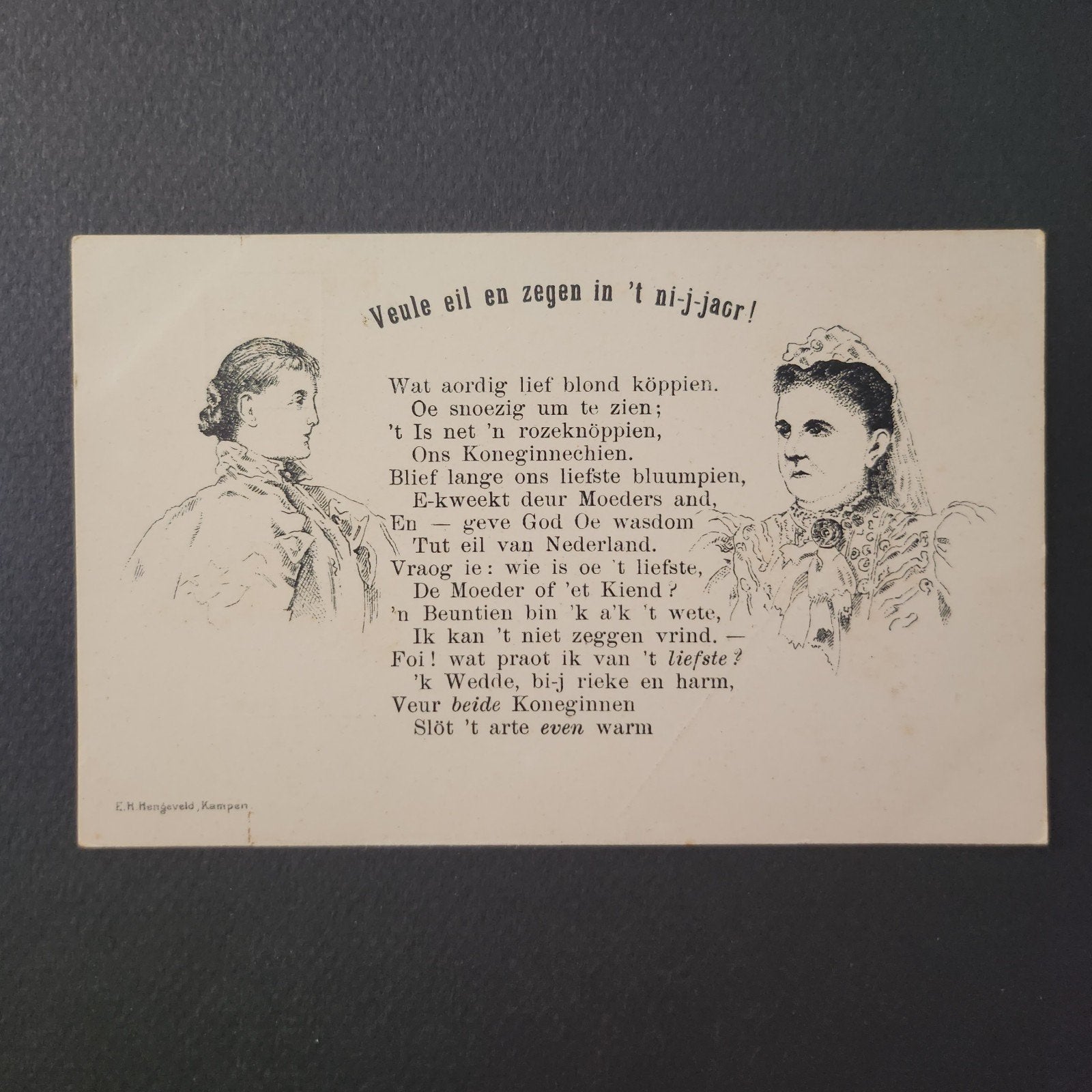 <1920 Nieuwjaarskaart Kampen in dialect - Veule eil en zegen, Verzenden, Voor 1920, Ongelopen, Feest(dag)