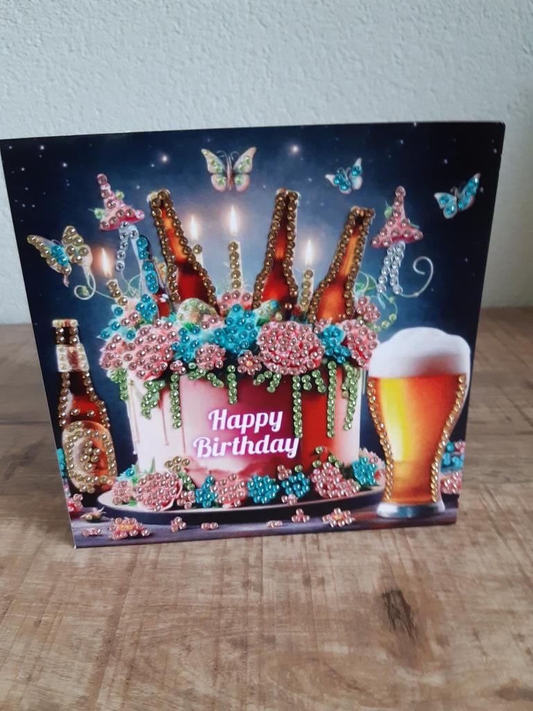 Diamond painting verjaardags kaart, Hobby en Vrije tijd, Kaarten | Zelfgemaakt, Ophalen of Verzenden, Zo goed als nieuw, Man of Vrouw