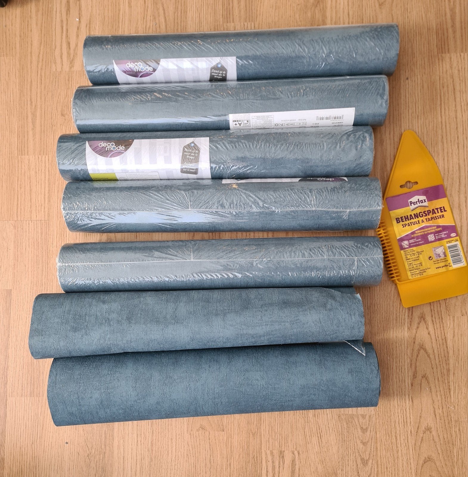 Decomode Blauw Beton Look Vliesbehang - 7 rollen, Ophalen, Grijs, Materiaallook, Overige merken