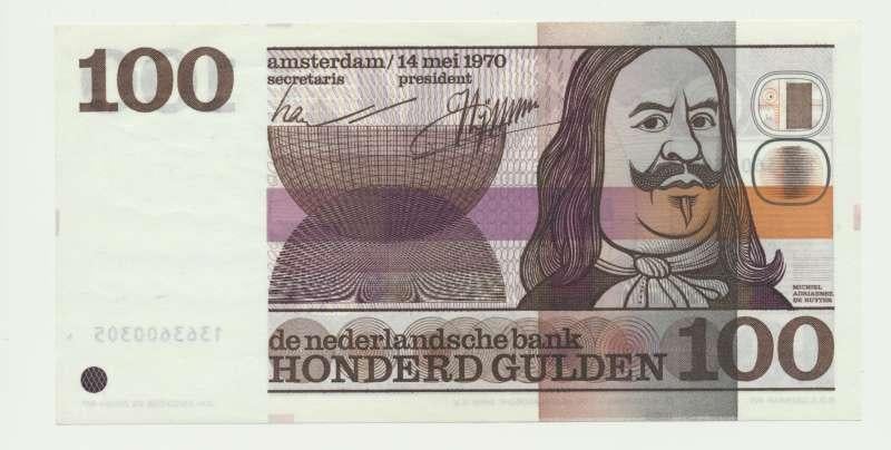 Nederland 100 Gulden 1970 Michiel de Ruyter, Postzegels en Munten, Ophalen of Verzenden, 100 gulden, Los biljet