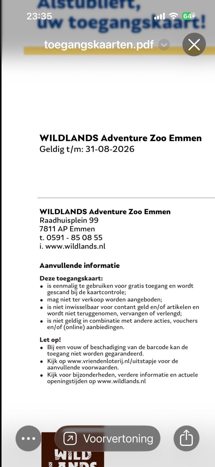 Dierenpark emmen, Tickets en Kaartjes, Drie personen of meer, Ticket of Toegangskaart