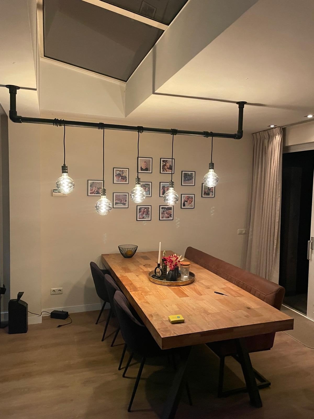 steigerbuis met Design lampen, breedte 2.20 meter, Ophalen, Gebruikt, E27 (groot), Metaal