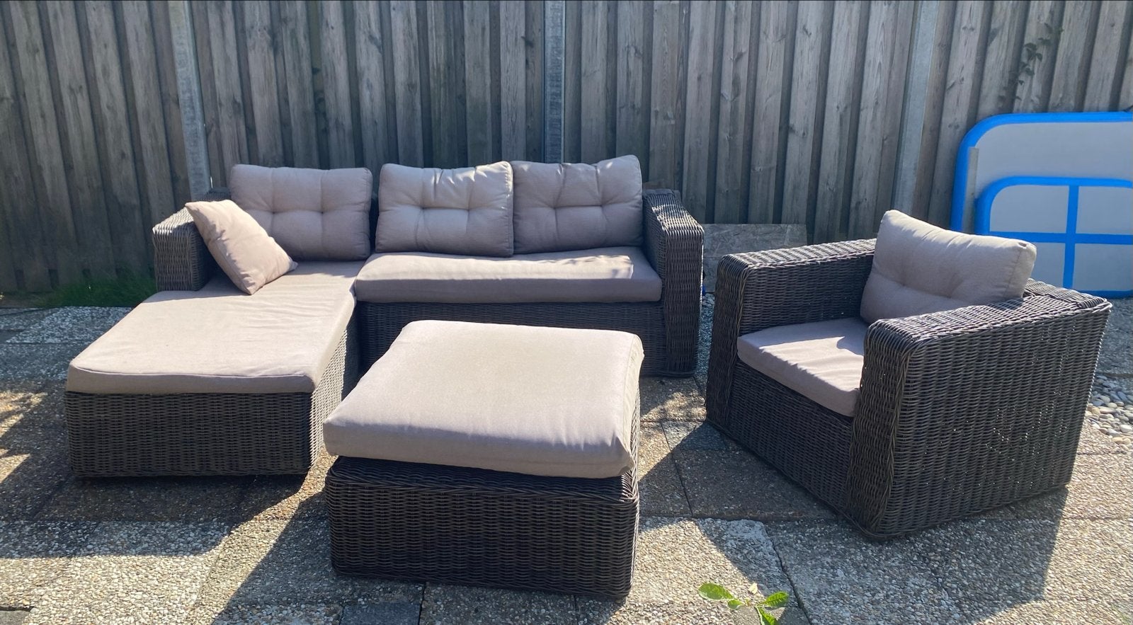 Pure Home Collection Wicker Loungeset met Hocker, Ophalen, Gebruikt, 6 zitplaatsen, Loungeset