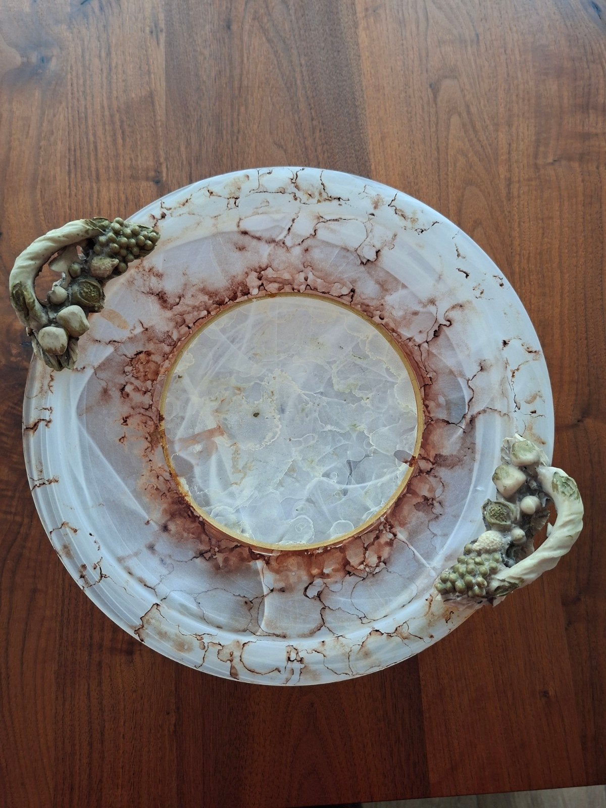 Decoratieve schaal met marmerlook en druiventrossen, Ophalen of Verzenden