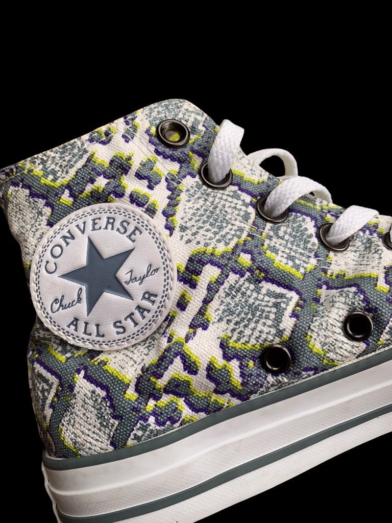 Converse All Star high top 38 slangenprint neon, Ophalen of Verzenden, Zo goed als nieuw, Sneakers of Gympen