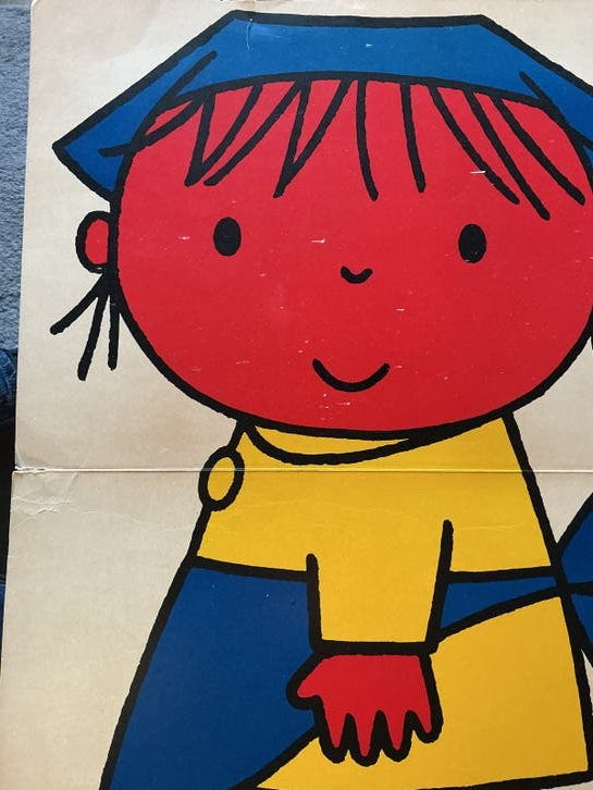 Vintage DIVK BRUNA plaat: in primaire kleuren op karton, Verzenden, Overige thema's