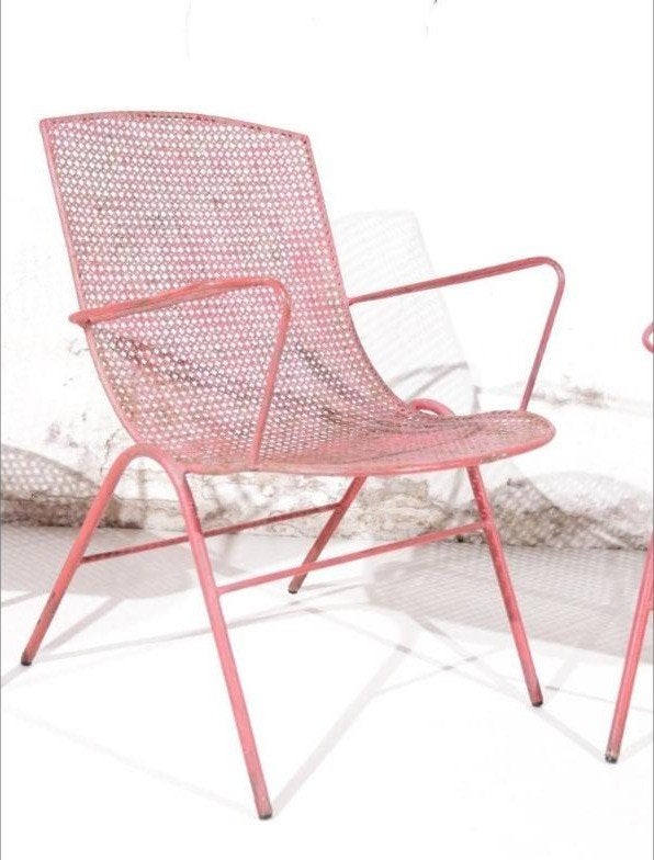 Mathieu Matégot stijl fauteuils geperforeerd metaal, Huis en Inrichting, Ophalen, Minder dan 75 cm, Metaal, 50 tot 75 cm