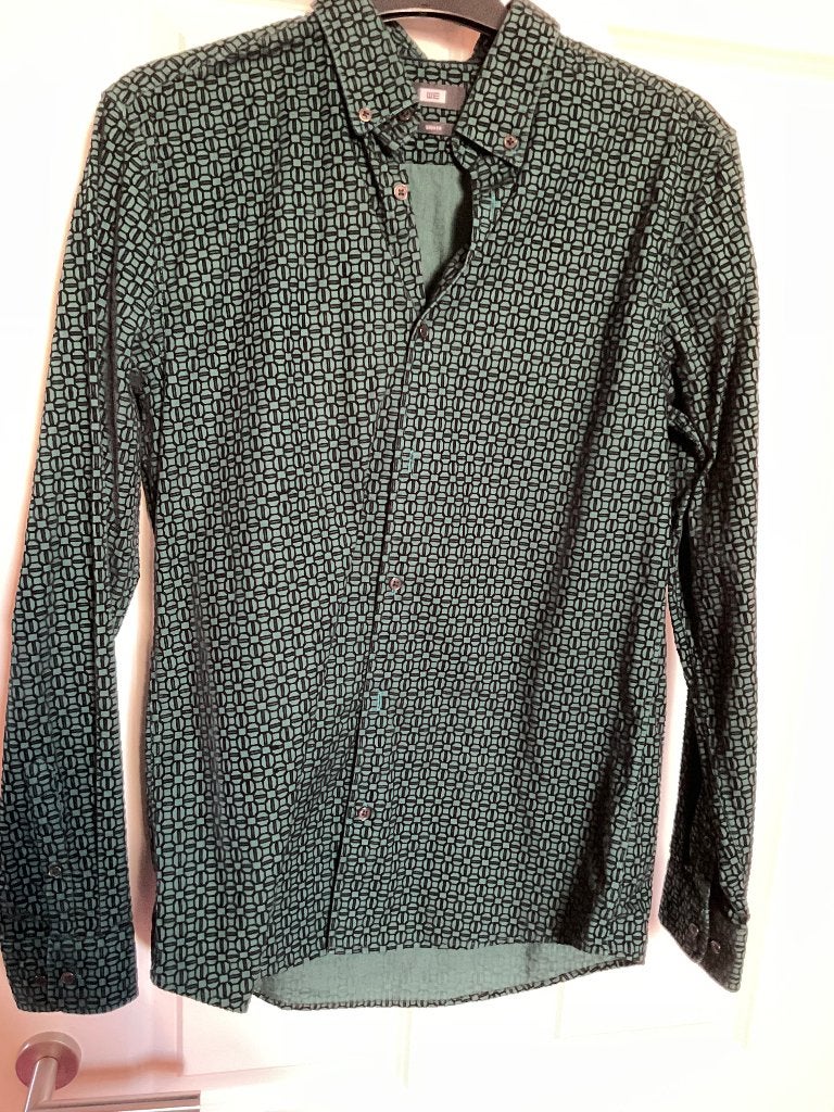 Tkp. Keurige nieuwe heren blouse mt. M merk WE zwart/groen, Overige kleuren, WE, Nieuw, Halswijdte 39/40 (M)