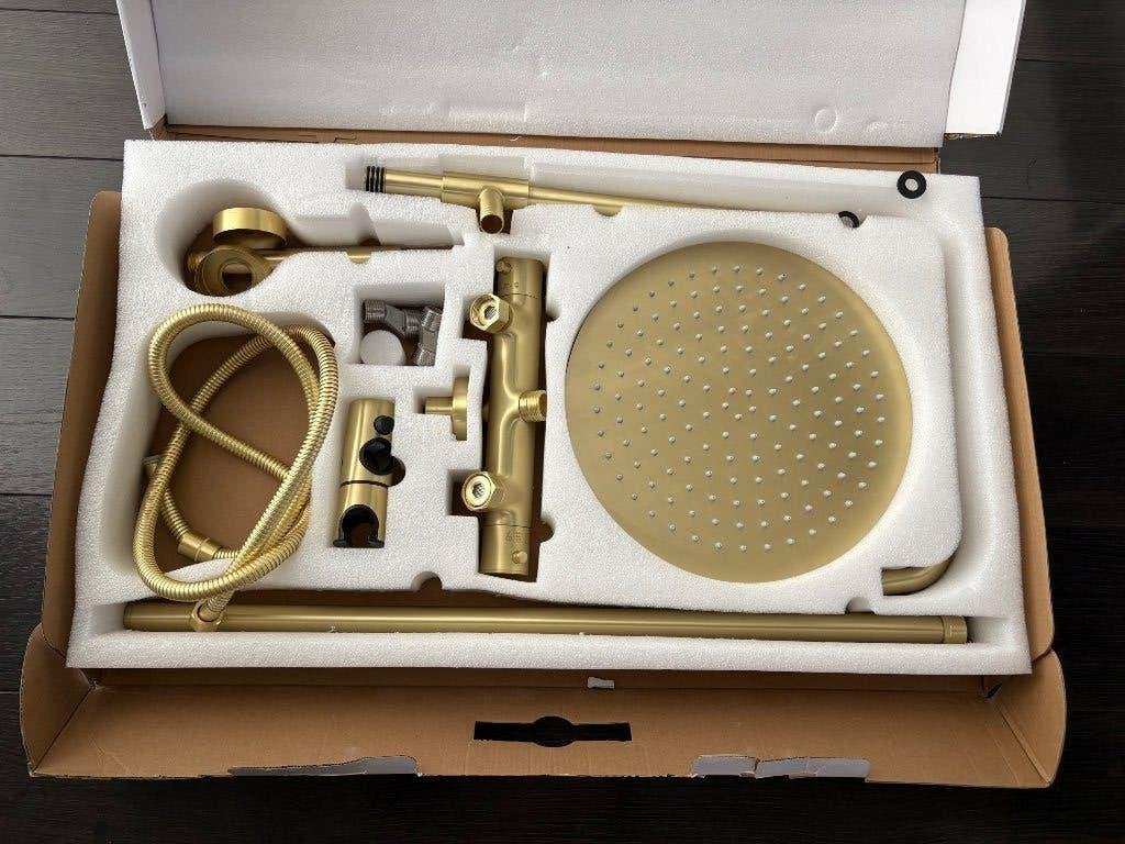 Saniclear Brass opbouw regendouche – geborsteld messing, Ophalen of Verzenden, Nieuw, Douche
