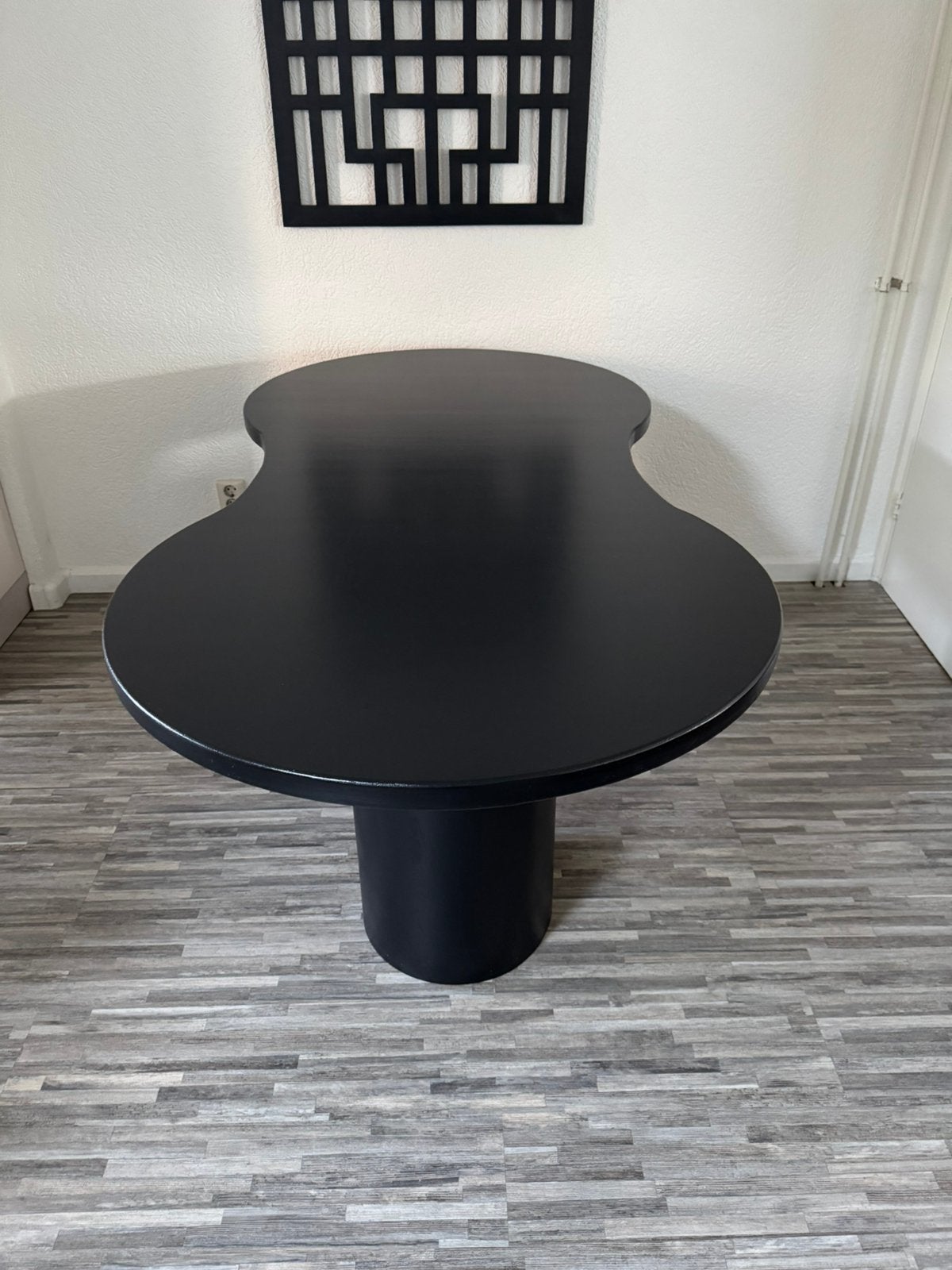 Organische Eettafel Zwart met Kolompoten, Huis en Inrichting, Ophalen, 50 tot 100 cm, Zo goed als nieuw, 150 tot 200 cm