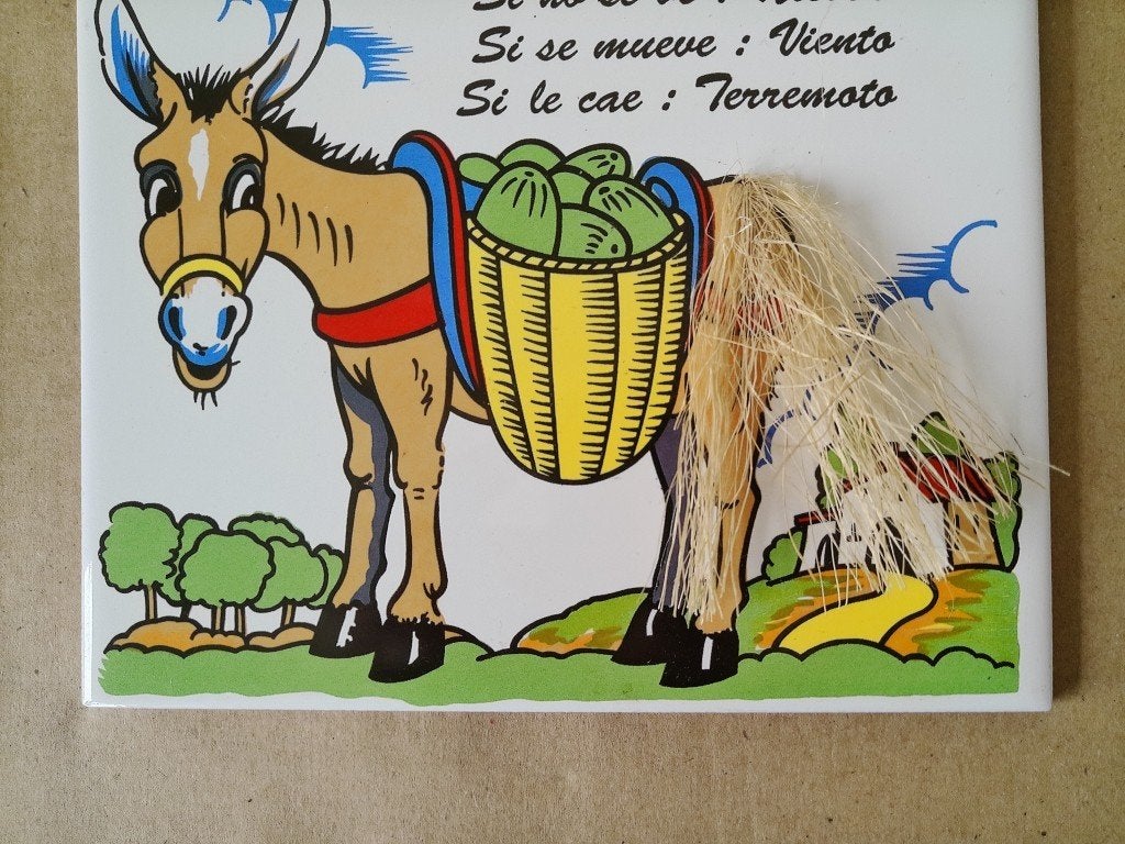 Curiosa Spaanse tegel met ezel Barometro de intemperie 15x15, Ophalen of Verzenden