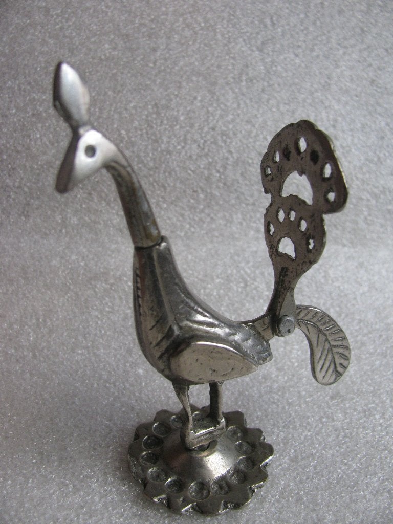 Metalen Vogel / Pauw - Afneembaar Hoofd & Beweegbare Vleugel, Antiek en Kunst, Verzenden