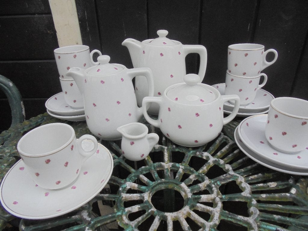 Koffieservies + deel Diner MOSA met mini roze roosjes, Ophalen of Verzenden