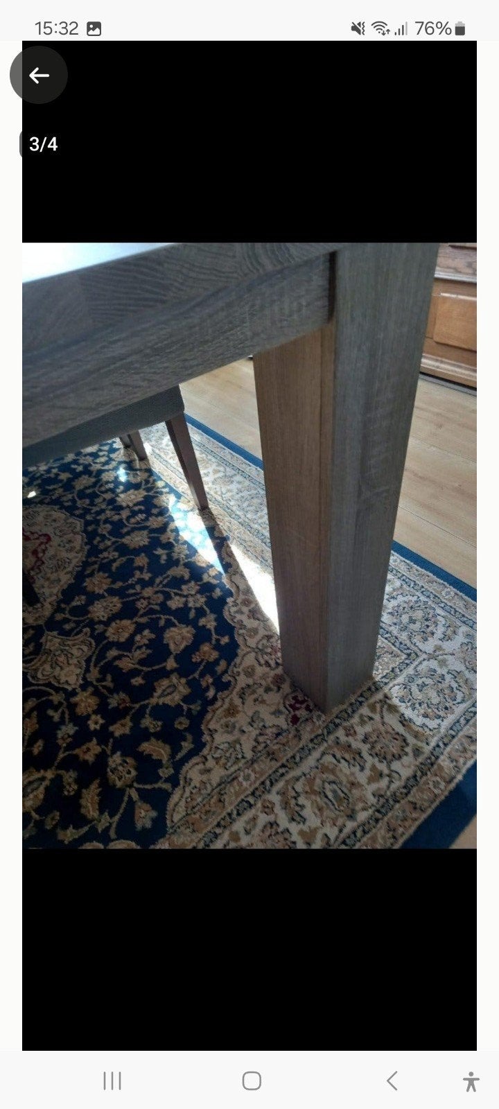 Complete eethoek: robuuste tafel met 6 stoffen stoelen, Ophalen, Zo goed als nieuw, 4 tot 6 stoelen