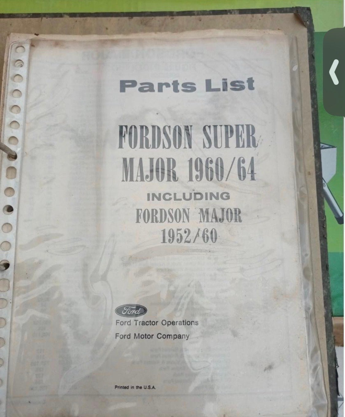 Fordson Super Major/Major Onderdelenlijst 1952-1964, Ophalen of Verzenden, Gelezen, Ford