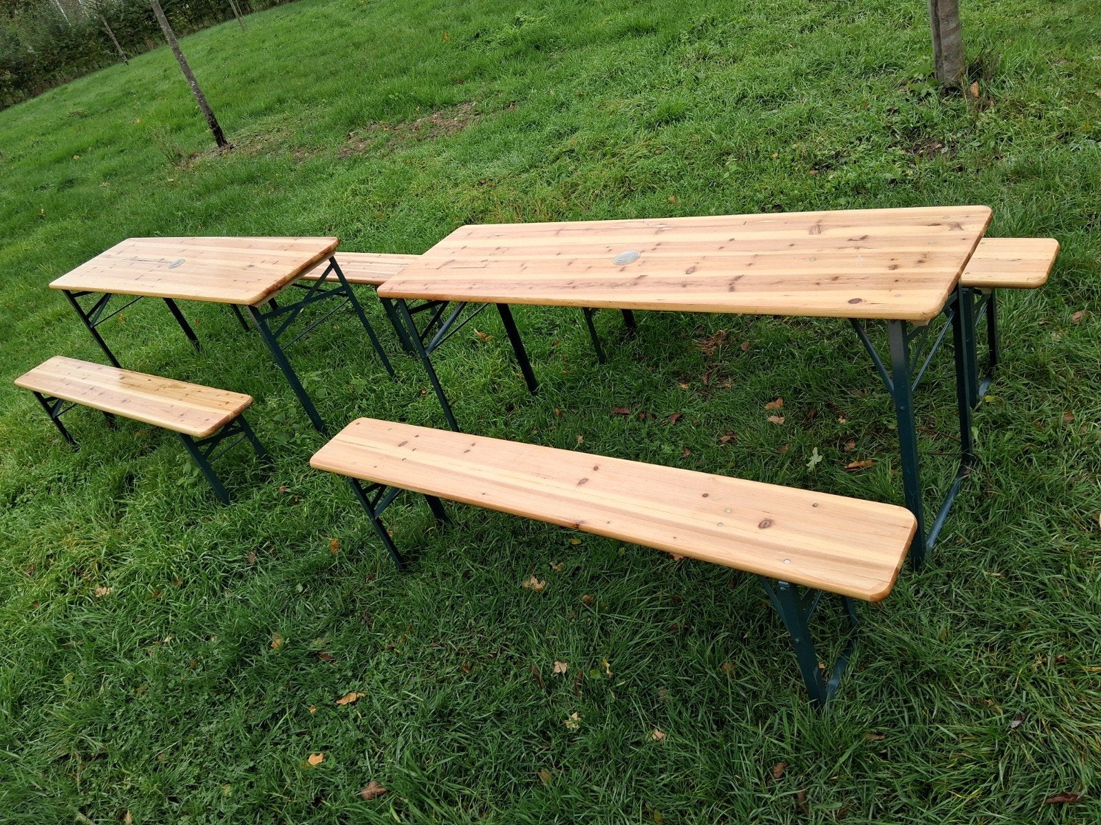 opklapbare bier bank setjes.   picknickbank, Ophalen, Nieuw, Rechthoekig, Hout