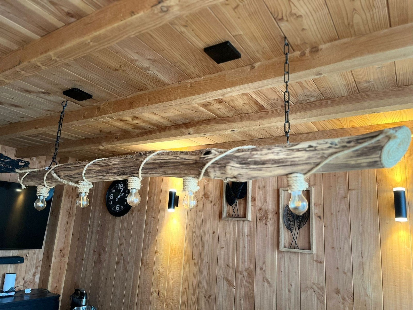 Unieke handgemaakte hanglamp van drijfhout - 200 cm, Ophalen, Rustiek, Landelijk, Industrieel, Bohemien, Natuurlijk materiaal