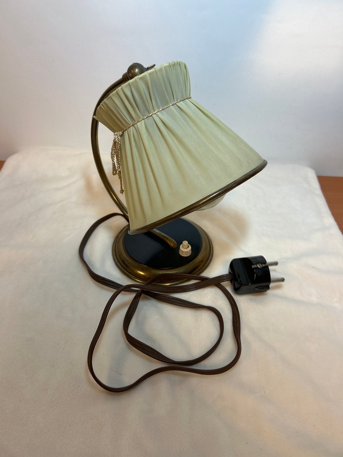 Vintage Tafellamp met Plissé Kap - Jaren '50/'60 Stijl, Ophalen of Verzenden