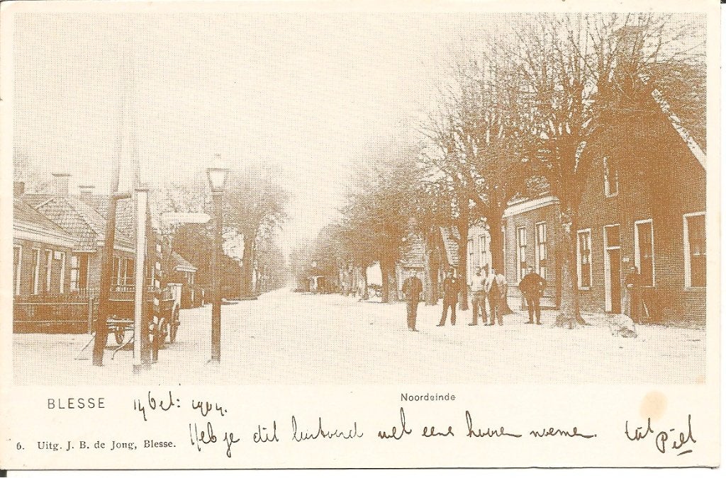Ansichtkaart Blesse, Noordeinde Reprint 1978., Verzamelen, Ophalen of Verzenden, 1960 tot 1980, Ongelopen, Friesland