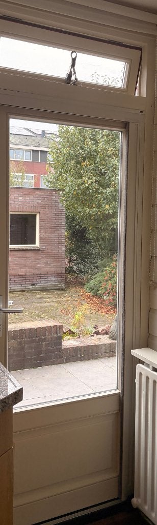Witte achterdeur met glas en bovenlicht uit 2017, reserveren, Ophalen, Gebruikt, 120 cm of meer, 200 tot 215 cm