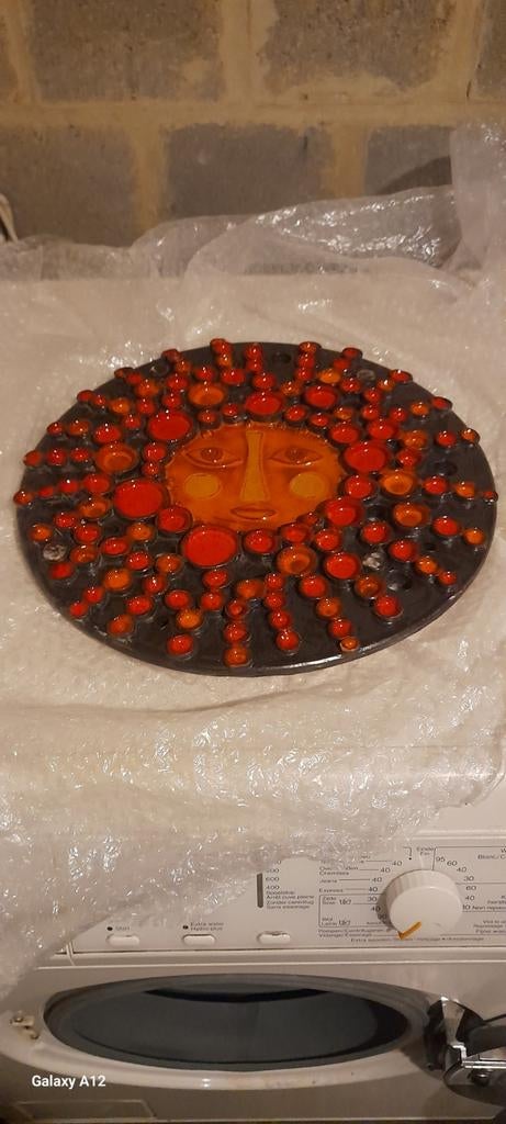 Vintage Zon Wanddecoratie Keramiek Oranje Rood, Ophalen