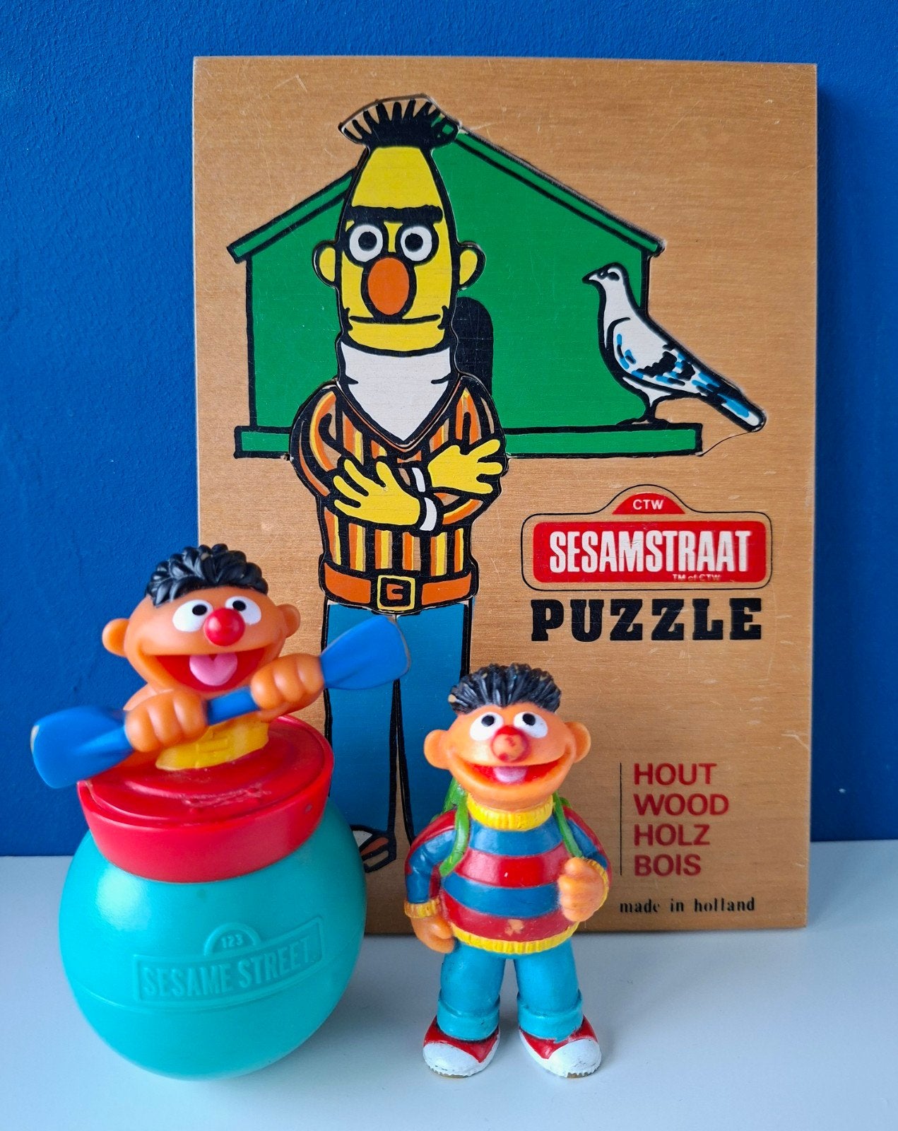 Bert & Ernie - Sesamstraat/puzzel, Roly-Poly en poppetje, Verzamelen, Ophalen of Verzenden, Gebruikt, Tv, Actiefiguur of Pop