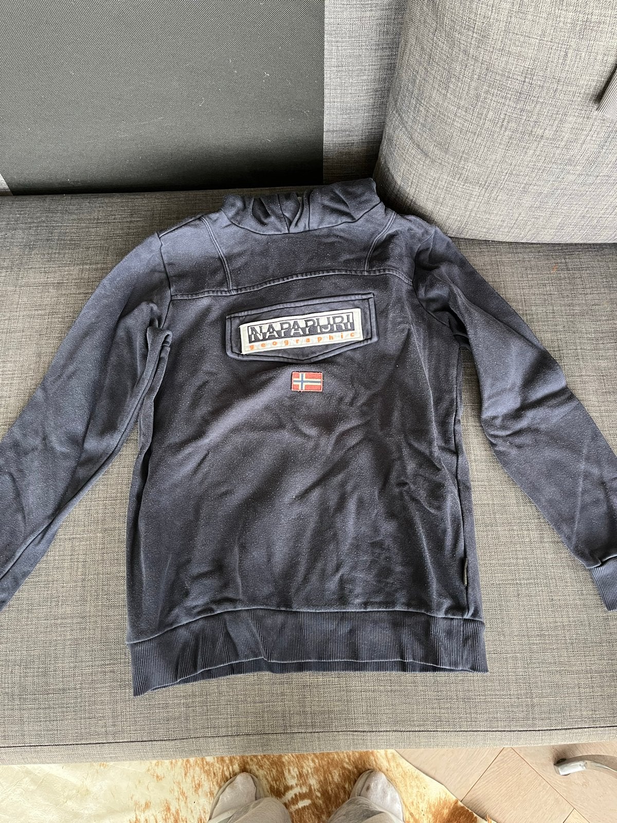 Napapijri hoodie donkerblauw, maat M, Ophalen of Verzenden, Gedragen, Maat 48/50 (M), Blauw