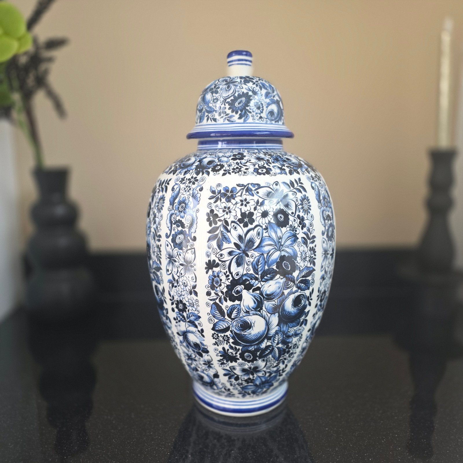 Grote Delfia pot met deksel, Delfts blauw decor, Antiek en Kunst, Ophalen