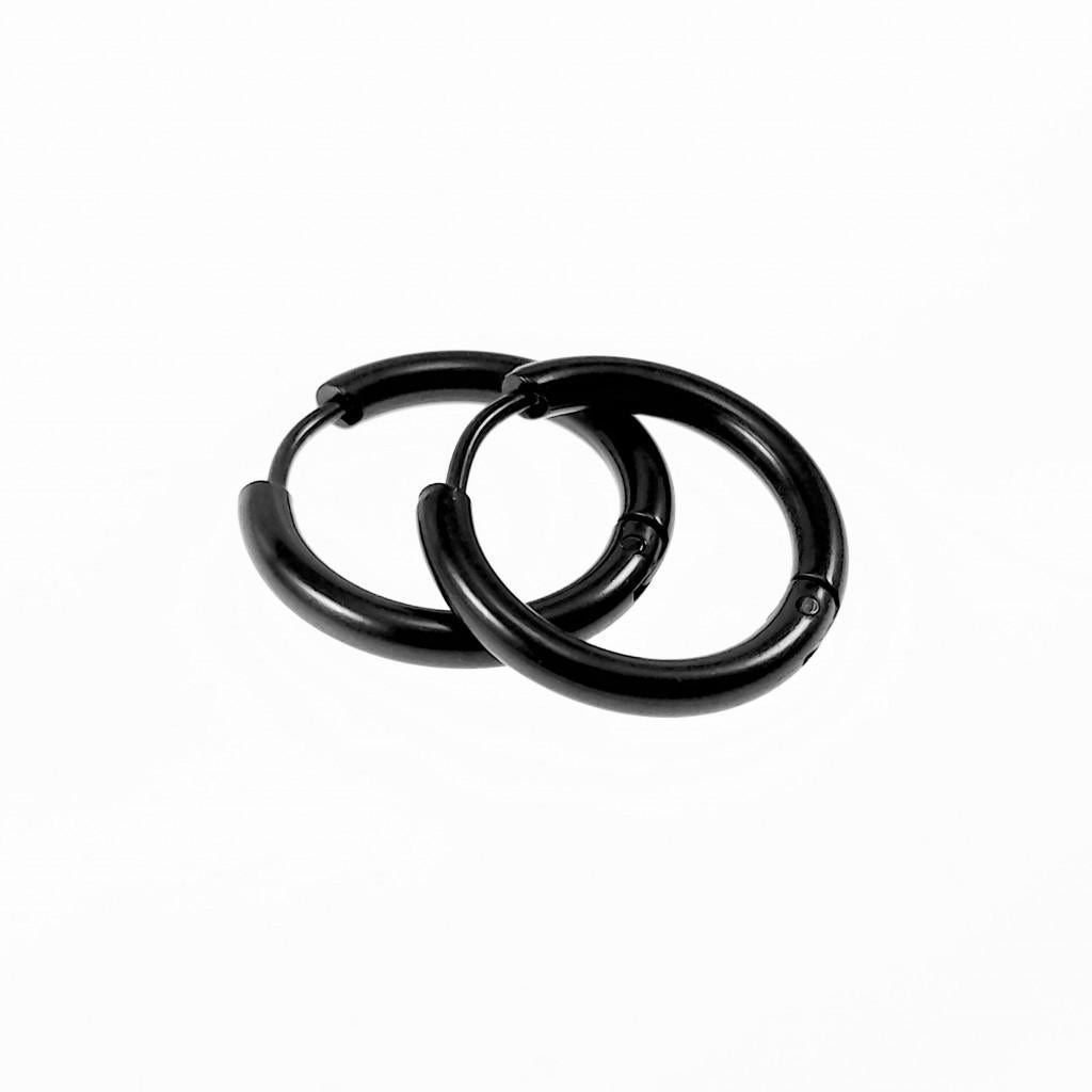 19mm x 2,5mm Oorringen Unisex Zwart PVD Coating Stalen Rond, Sieraden, Tassen en Uiterlijk, Oorbellen, Overige materialen, Hangers