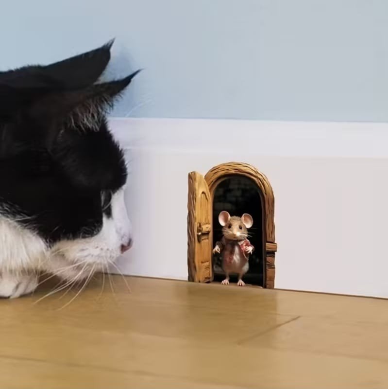 Grappige plint sticker met muis in open deur, Verzenden, Overige, Nieuw, Nvt
