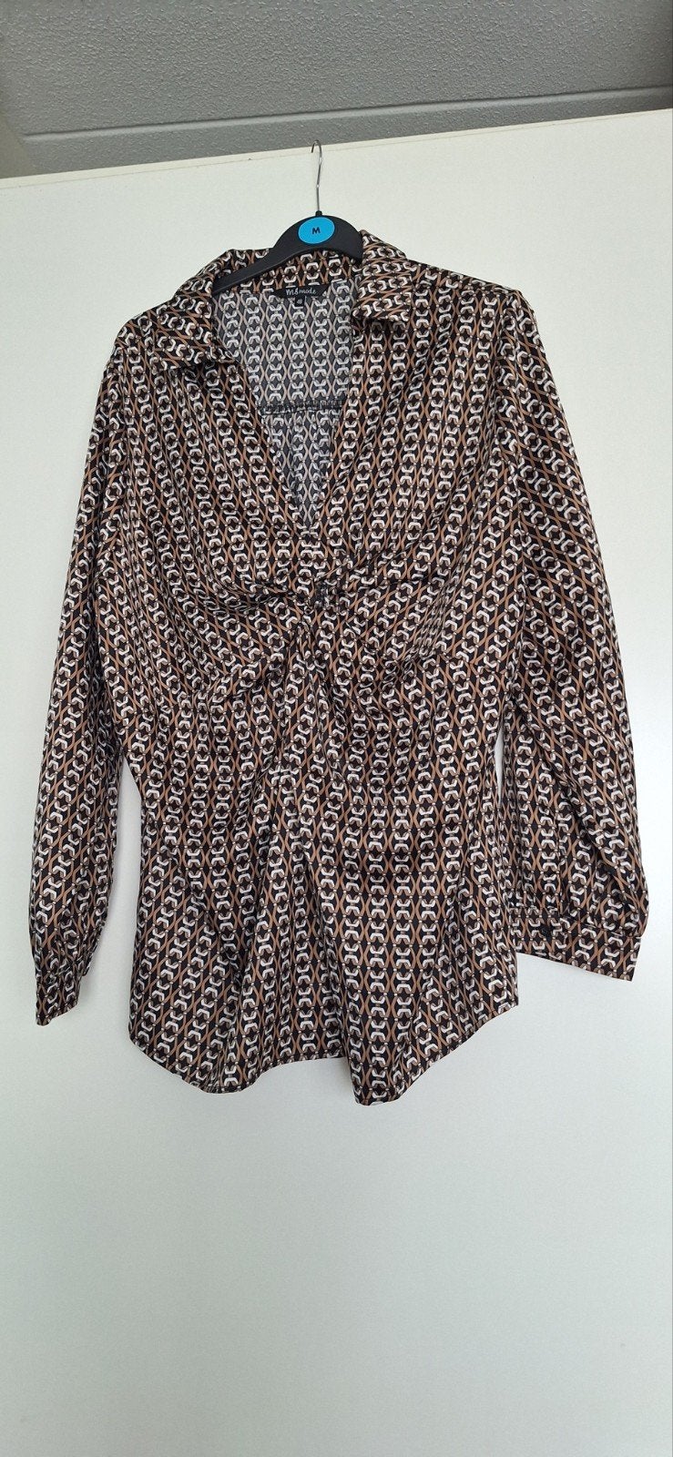 MS Mode satijnen blouse met grafische print - mt 48, Maat 46/48 (XL) of groter, Zo goed als nieuw, MS Mode, Meerkleurig