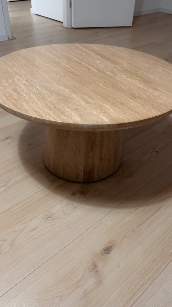 Travertin salontafel, Ophalen, Overige materialen, 100 tot 150 cm, Rond