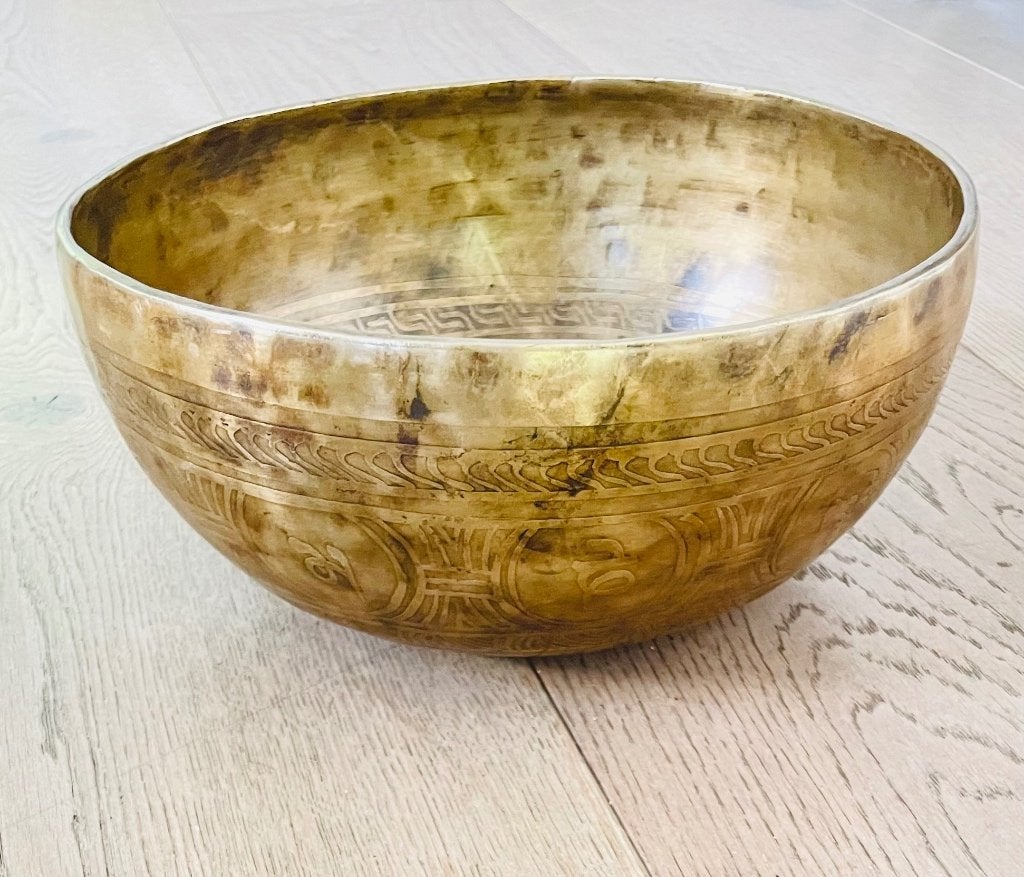klankschaal uit Nepal, Goud, Handgemaakt, Ophalen of Verzenden, 12 cm