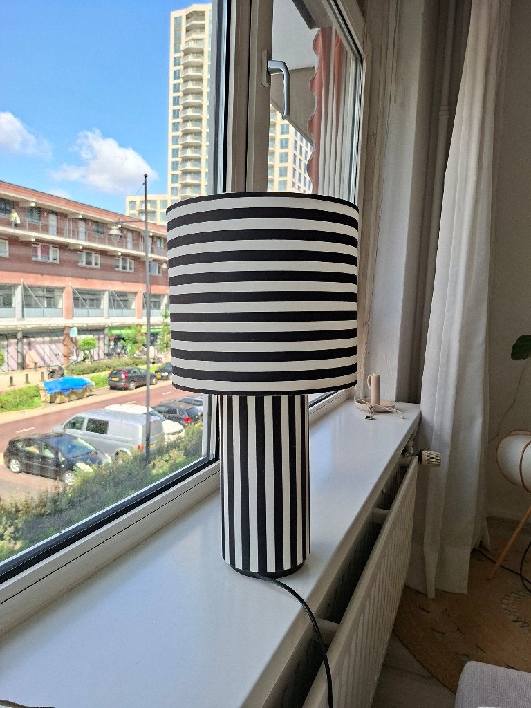 Goossens Design tafellamp zwart/wit gestreept, Ophalen, Minder dan 50 cm, Rond, Zo goed als nieuw