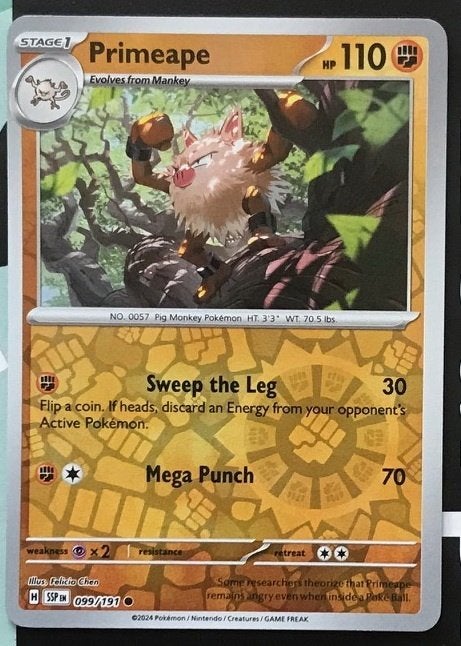 Pokemon - Primeape (SSP 099) - Reverse holo.., Ophalen of Verzenden, Nieuw, Losse kaart, Foil