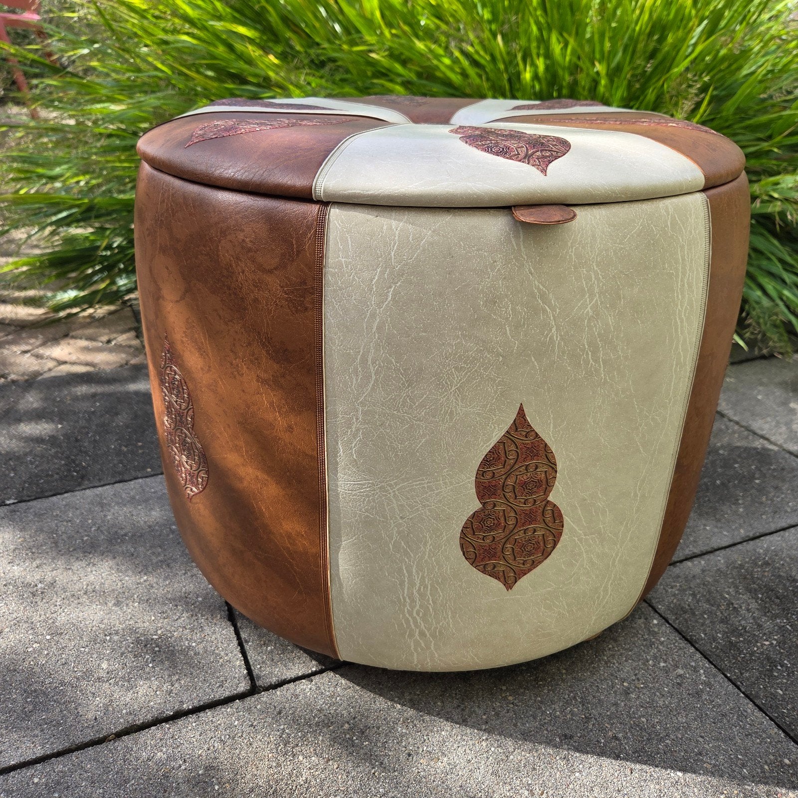 Vintage Jaren 70 Poef Van Skai Marrakech Stijl Decor, Rond, Minder dan 50 cm, Ophalen of Verzenden, Minder dan 50 cm
