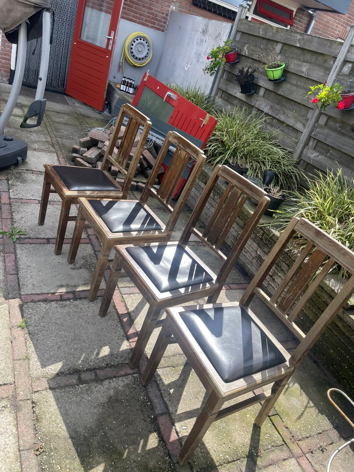 Tekoop 8 cafe stoelen bieden, Ophalen, Gebruikt, Bruin