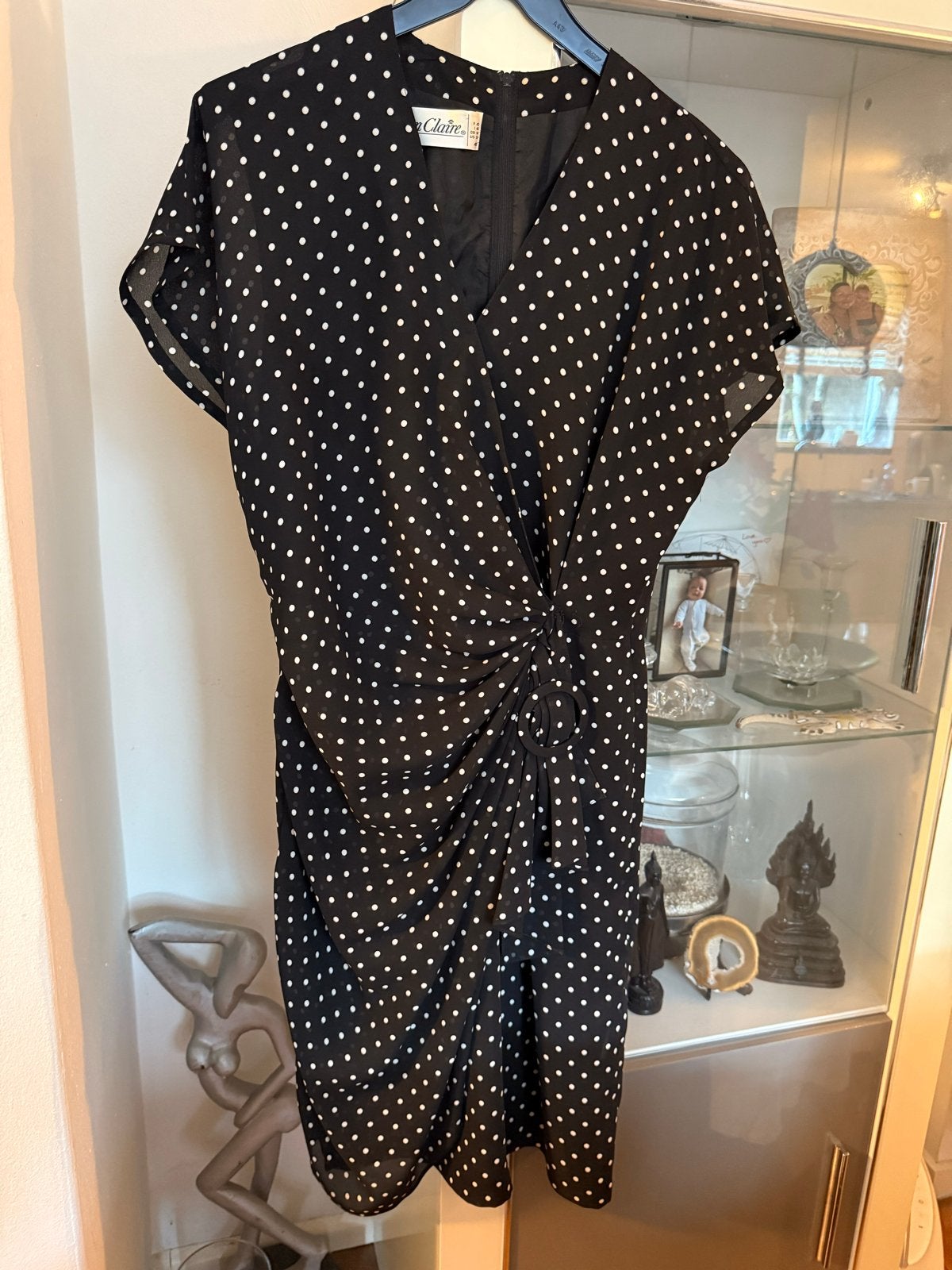 Jean Claire Zwarte Jurk met Witte Stippen - Maat 40, Kleding | Dames, Maat 38/40 (M), Zwart, Ophalen of Verzenden, Zo goed als nieuw