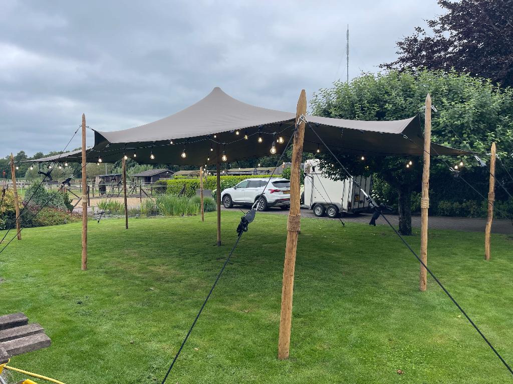 TE HUUR - Stretchtent 6x10m, Ophalen, Opvouwbaar, Partytent, 6 meter of meer
