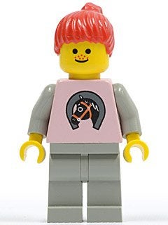 LEGO City par015 Horse Logo - Light Gray Legs, Red Ponytail, Lego, Ophalen of Verzenden, Minifiguur, City