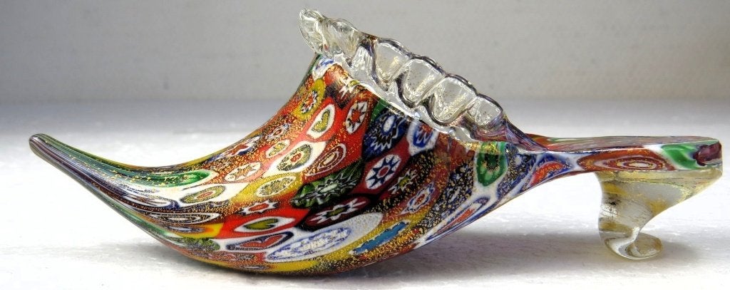 Murano Millefiori handgeblazen crystall glazen schoen Italië, Ophalen of Verzenden