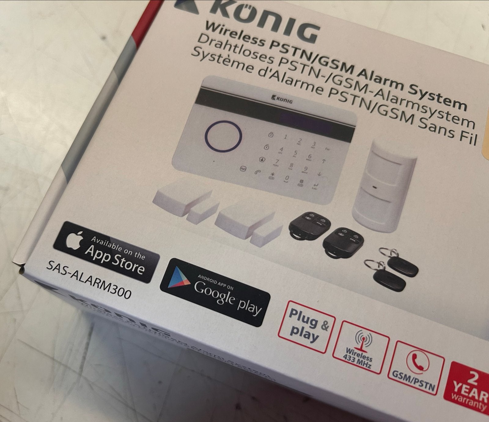König Draadloos PSTN/GSM Alarmsysteem SAS-ALARM300, Beweging, Nieuw, Ophalen of Verzenden, Compleet systeem