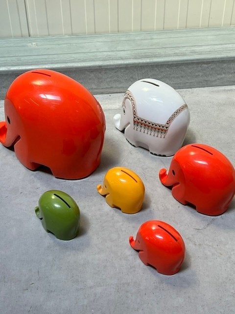 Drumbo spaarpotten 6x Luigi Colani design vintage retro 1963, Kunststof, Gebruikt, ., Ophalen of Verzenden
