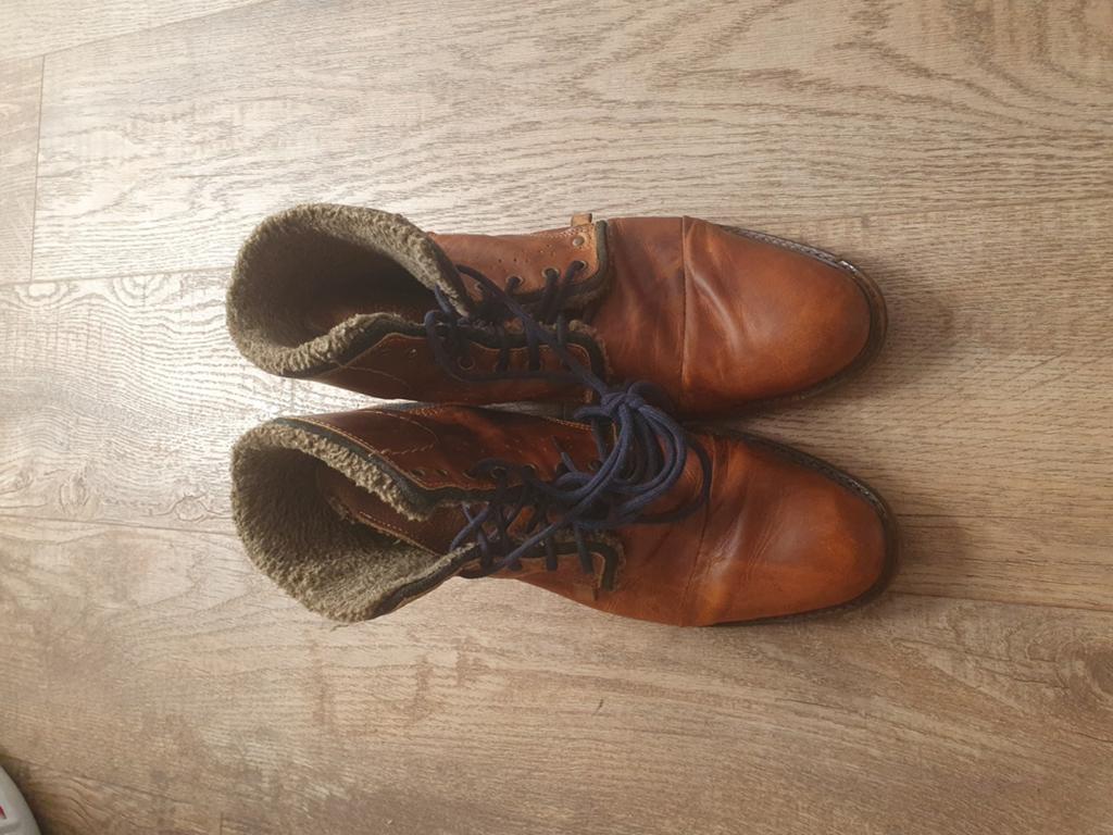 Vintage hoge leren heren schoen/ laarsjes maat 43, Bijen