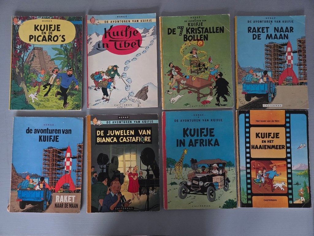 Kuifje- 9 stripboeken - sc- 1962/1976, Gelezen, Ophalen of Verzenden, Meerdere stripboeken, Hergé