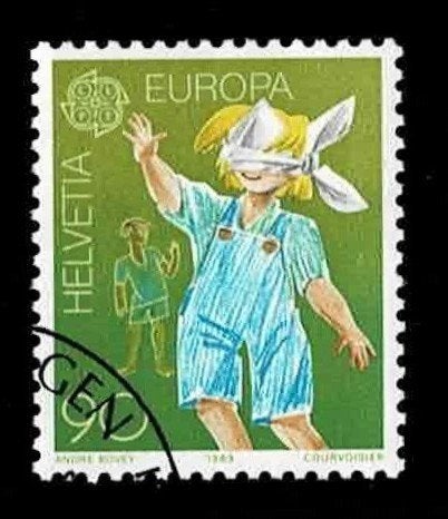 postzegel 1324 Zwitserland Europa Kinderspelen, Ophalen of Verzenden, Gestempeld